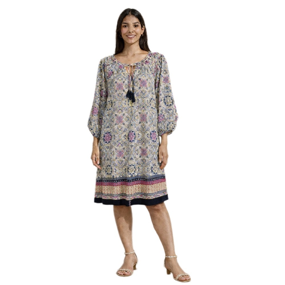Enfocus Studio Multicolor Patterned Midi Dress 3/4 Sleeves Size 14